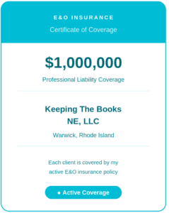 Each Client is Covered By My $1,000,000 Certificate of Insurance